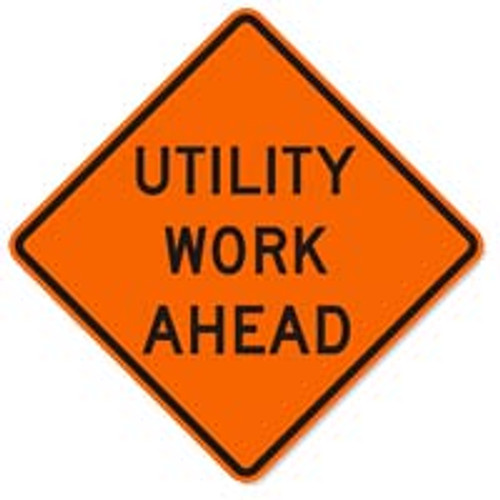 36" X 36" Reflective "utility Work Ahead" Roll Up Sign