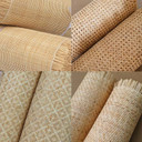 Rouleau de rotin naturel indonésien RA100, vue d'ensemble des 4 types de tissage