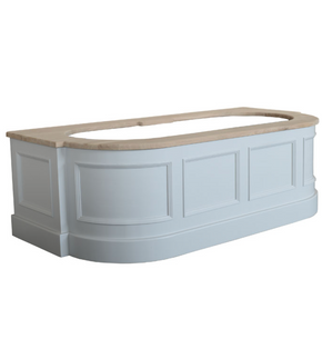 Jupe de baignoire Holton Kenny & Mason en chêne massif montrant sa forme et sa taille approximative. Baignoire non incluse.