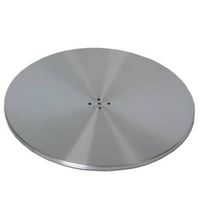 Ensemble comprenant une plaque de base ronde en acier inoxydable brossé et une plaque de fixation.