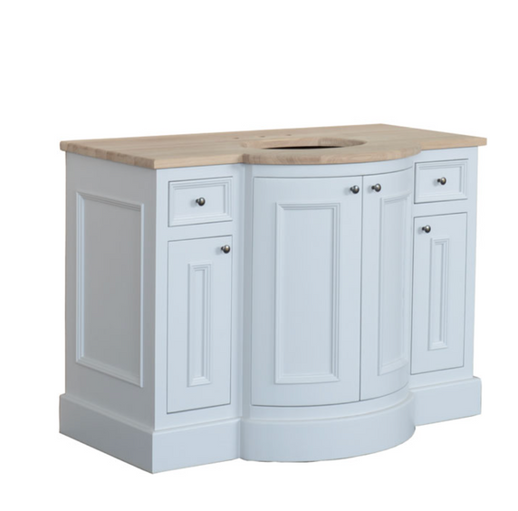 Meuble vasque simple Holton Kenny & Mason en chêne massif blanc sans lavabo et sans robinet.