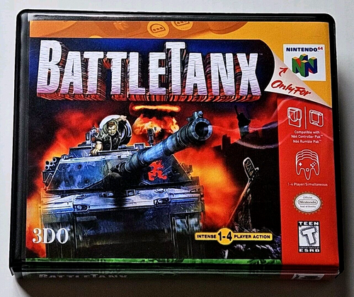 Front view of a Cart Armor® BattleTanx Nintendo 64 N64 Premium 64-bit Clamshell Case