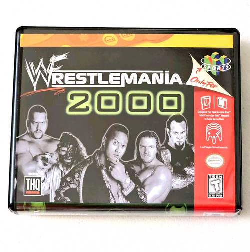 Front view of a Cart Armor® Wrestlemania 2000 Nintendo 64 N64 Premium 64-bit Clamshell Case