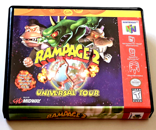 Front view of a Cart Armor® Rampage 2 Universal Tour Nintendo 64 N64 Premium 64-bit Clamshell Case
