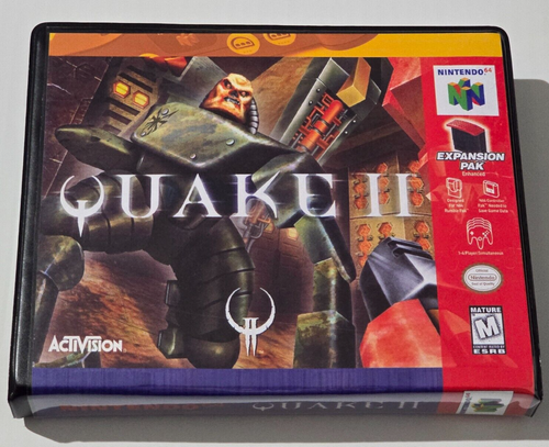 Front view of a Cart Armor® Quake II Nintendo 64 N64 Premium 64-bit Clamshell Case