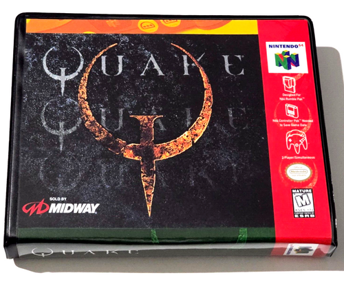 Front view of a Cart Armor® Quake Nintendo 64 N64 Premium 64-bit Clamshell Case