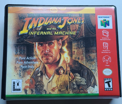 Front view of a Cart Armor® Indiana Jones and the Infernal Machine Premium 64-bit Clamshell Case