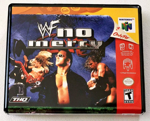 Front view of a Cart Armor® WWF No Mercy Nintendo 64 N64 Premium 64-bit Clamshell Case