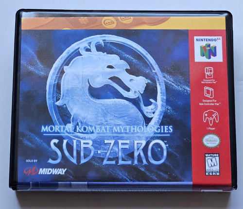 Front view of a Cart Armor® Mortal Komat Mythologies Sub-Zero Nintendo 64 N64 Premium 64-bit Clamshell Case