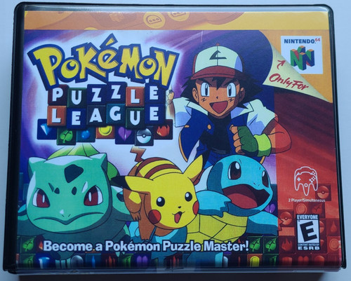 Front view of a Cart Armor® Pokemon Puzzle League Nintendo 64 N64 Premium 64-bit Clamshell Case