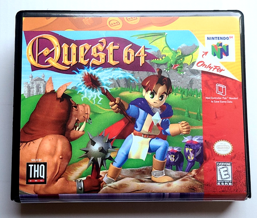 Front view of a Cart Armor® Quest 64 Nintendo 64 N64 Premium 64-bit Clamshell Case