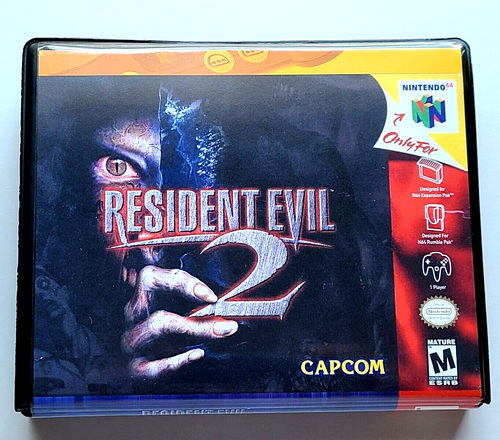 Front view of a Cart Armor® Resident Evil 2 Nintendo 64 N64 Premium 64-bit Clamshell Case