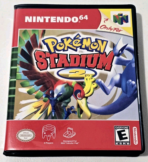 Front view of a Cart Armor® Pokemon Stadium 2 Nintendo 64 N64 Premium 64-bit Clamshell Case