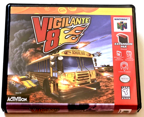 Front view of a Cart Armor® Vigilante 8 Nintendo 64 N64 Premium 64-bit Clamshell Case
