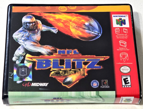 Front view of a Cart Armor® NFL Blitz 2001 Nintendo 64 N64 Premium 64-bit Clamshell Case