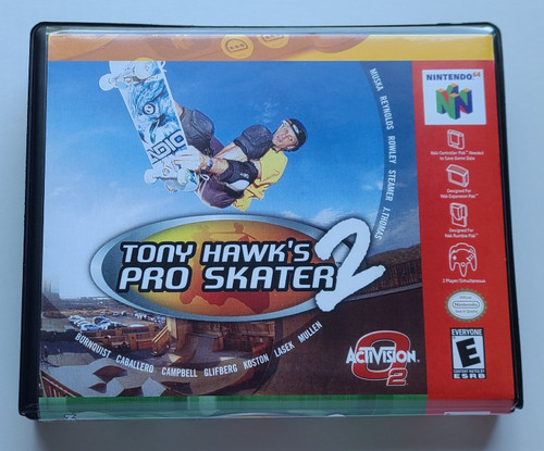Front view of a Cart Armor® Tony Hawk's Pro 2 Skater Nintendo 64 N64 Premium 64-bit Clamshell Case