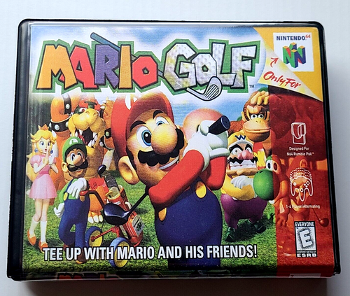 Front view of a Cart Armor® Mario Golf Nintendo 64 N64 Premium 64-bit Clamshell Case