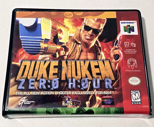 Front view of a Cart Armor® Duke Nukem Zero Hour Nintendo 64 N64 Premium 64-bit Clamshell Case