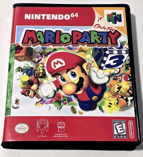 Front view of a Cart Armor® Mario Party Nintendo 64 N64 Premium 64-bit Clamshell Case