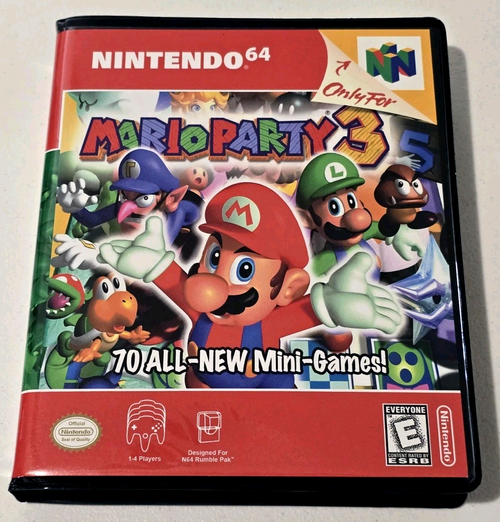 Front view of a Cart Armor® Mario Party 3 Nintendo 64 N64 Premium 64-bit Clamshell Case