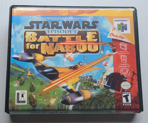 Front view of a Cart Armor® Star Wars Episode I Battle For Naboo Nintendo 64 N64 Premium 64-bit Clamshell Case