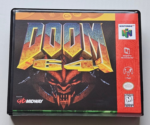 Front view of a Cart Armor® Doom 64 Nintendo 64 N64 Premium 64-bit Clamshell Case