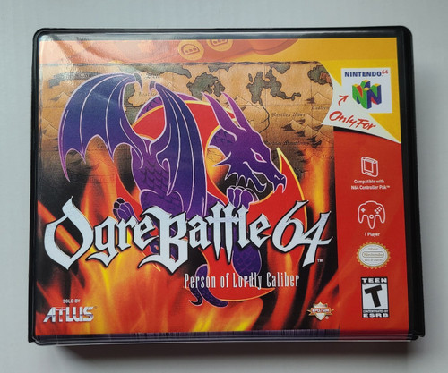 Front view of a Cart Armor® Ogre Battle 64 Person Of Lordly Caliber Nintendo 64 N64 Premium 64-bit Clamshell Case