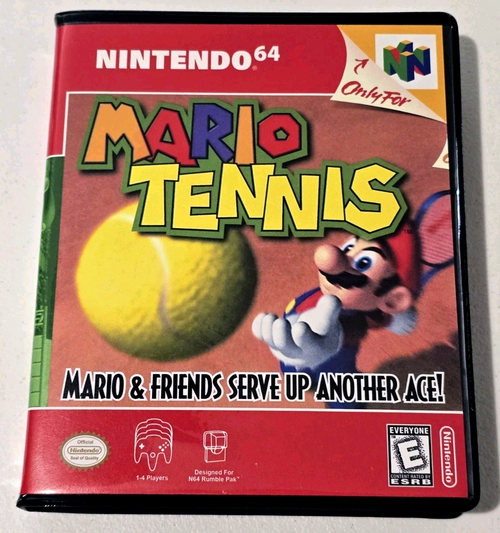 Front view of a Cart Armor® Mario Tennis Nintendo 64 N64 Premium 64-bit Clamshell Case