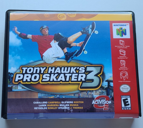 Front view of a Cart Armor® Tony Hawk's Pro 3 Skater Nintendo 64 N64 Premium 64-bit Clamshell Case
