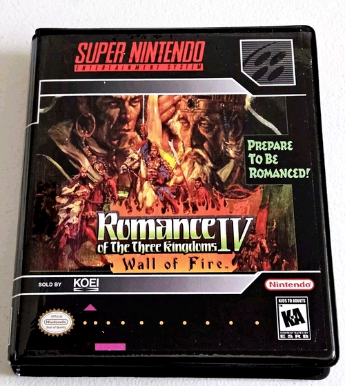 Front view of a Cart Armor® Romance of the Three Kingdoms IV Wall of Fire Super SNES Premium 16-bit Clamshell Case
