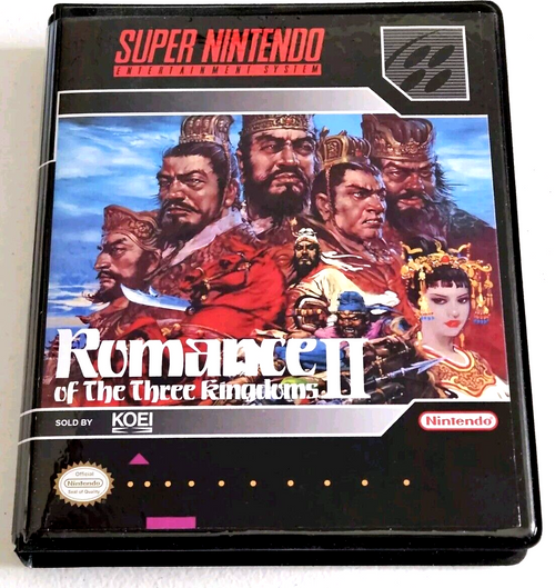 Front view of a Cart Armor® Romance of the Three Kingdoms II Super SNES Premium 16-bit Clamshell Case
