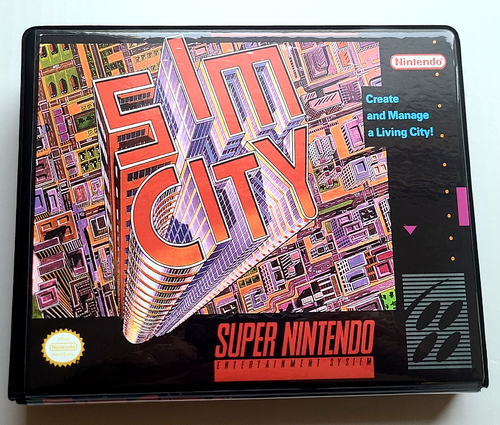Front view of a Cart Armor® Sim-City SimCity Super Nintendo SNES Premium 16-bit Clamshell Case