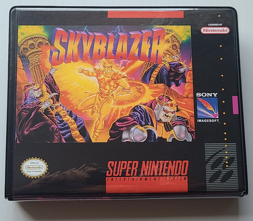 Front view of a Cart Armor® SkyBlazer Super Nintendo SNES Premium 16-bit Clamshell Case