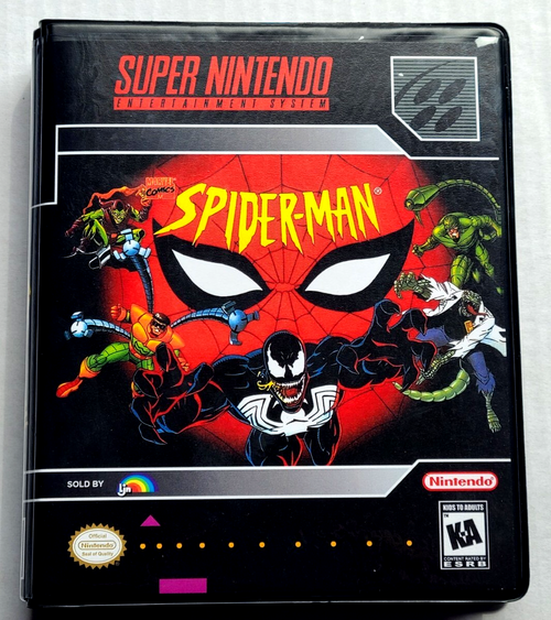 Front view of a Cart Armor® Spider-Man Spiderman Super Nintendo SNES Premium 16-bit Clamshell Case