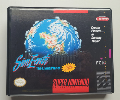 Front view of a Cart Armor® SimEarth Super Nintendo SNES Premium 16-bit Clamshell Case