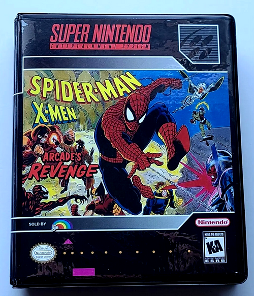 Front view of a Cart Armor® Spider-Man X-Men Arcade's Revenge Nintendo SNES Premium 16-bit Clamshell Case