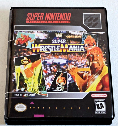 Front view of a Cart Armor® WWF Super Wrestlemania Super Nintendo SNES Premium 16-bit Clamshell Case