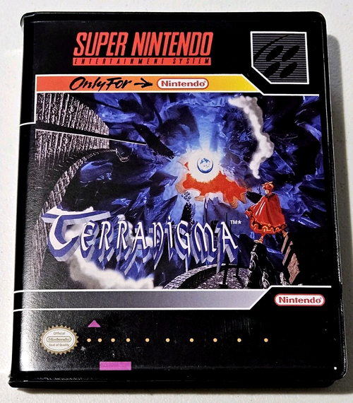 Front view of a Cart Armor® Terranigma Super Nintendo SNES Premium 16-bit Clamshell Case