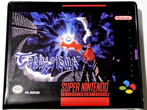 Front view of a Cart Armor® Terranigma Super Nintendo SNES Premium 16-bit Clamshell Case