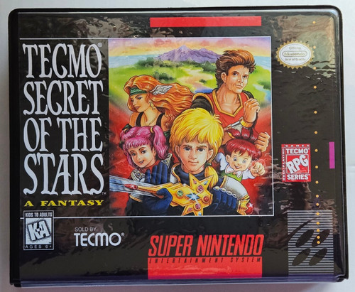 Front view of a Cart Armor® Tecmo Secret of the Stars Super Nintendo SNES Premium 16-bit Clamshell Case