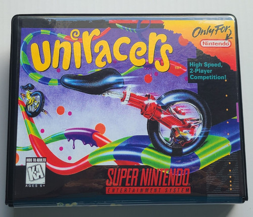 Front view of a Cart Armor® Uniracers Super Nintendo SNES Premium 16-bit Clamshell Case
