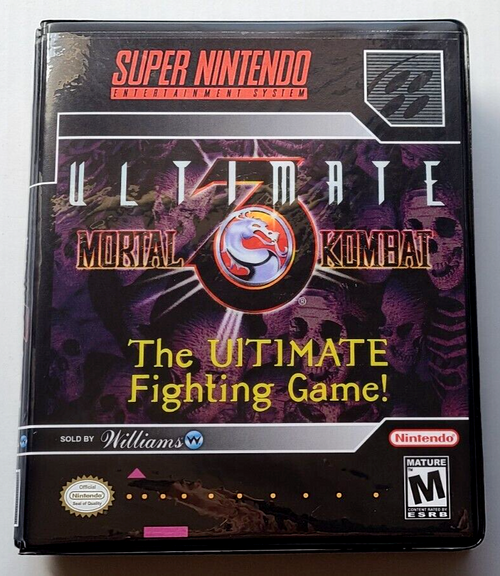 Front view of a Cart Armor® Ultimate Mortal Kombat 3 Nintendo SNES Premium 16-bit Clamshell Case
