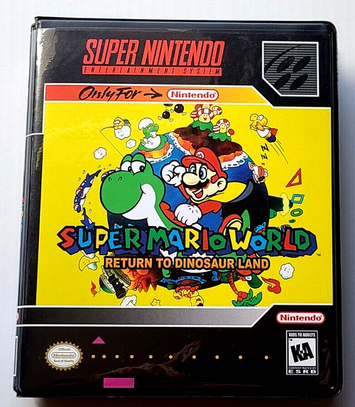 Front view of a Cart Armor® Super Mario World 2 Return to Dinosaur Land Super Nintendo SNES Premium 16-bit Clamshell Case