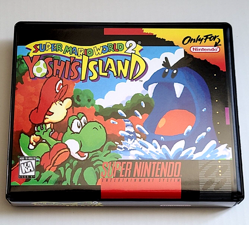 Front view of a Cart Armor® Super Mario World 2: Yoshi's Island Super Nintendo SNES Premium 16-bit Clamshell Case