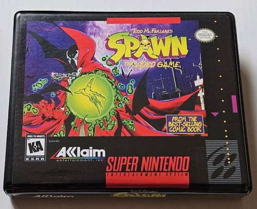Front view of a Cart Armor® Todd McFarlane's Spawn The Video Game Super Nintendo SNES Premium 16-bit Clamshell Case