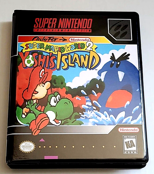 Front view of a Cart Armor® Super Mario World 2: Yoshi's Island Super Nintendo SNES Premium 16-bit Clamshell Case