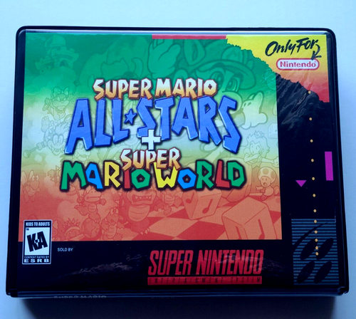Front view of a Cart Armor® Super Mario All-Stars+World Super Nintendo SNES Premium 16-bit Clamshell Case