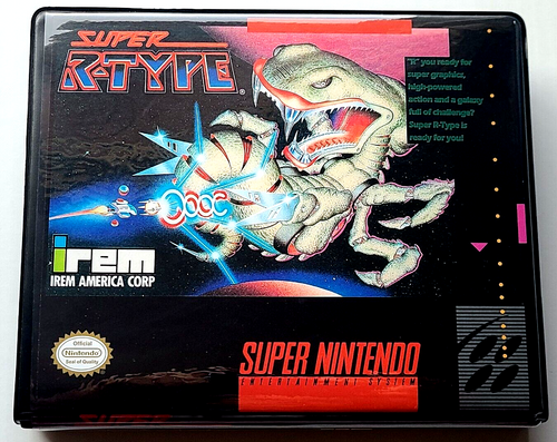 Front view of a Cart Armor® Super R-Type Nintendo SNES Premium 16-bit Clamshell Case