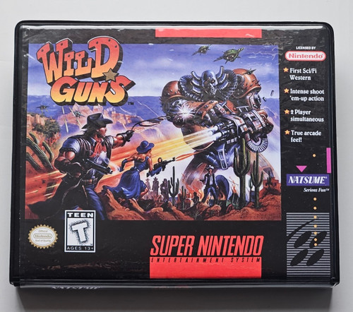 Front view of a Cart Armor® Wild Guns Super Nintendo SNES Premium 16-bit Clamshell Case