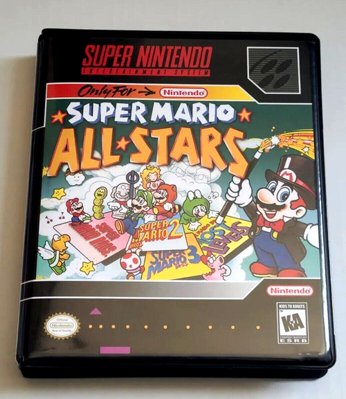 Front view of a Cart Armor® Super Mario All-Stars Super Nintendo SNES Premium 16-bit Clamshell Case